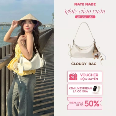 Túi Lọ Lem Hạt Dẻ Cloudy Mate Size 28 Da Pu Cao Cấp - Nữ Tính, Đa Dụng Làm Chơi