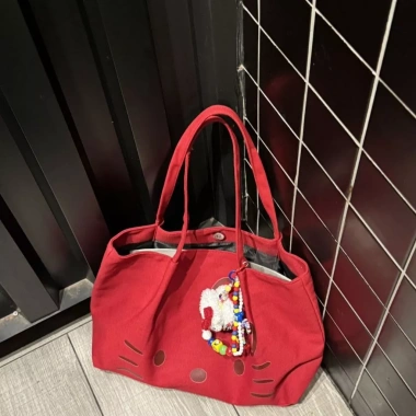 Túi vải in hình hellokitty dễ thương Nhật Bản Thời trang nữ phong cách giản dị đi làm hàng ngày Túi đeo vai dung tích lớn 6