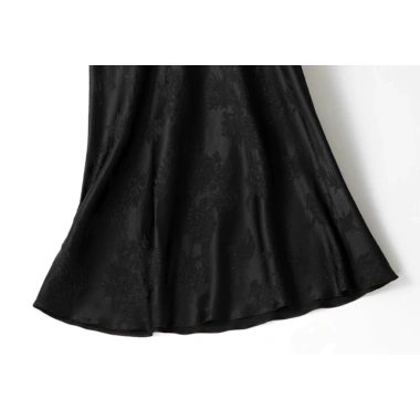 Váy công sở vải lụa jacquard nhăn màu dâu tự nhiên, sang trọng 4
