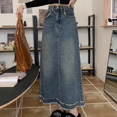 Váy denim nữ retro thu đông ôm body chữ A, edgesraw cao cấp - Giảm giá 247.915đ