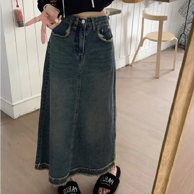 Váy denim nữ retro thu đông ôm body chữ A, edgesraw cao cấp - Giảm giá 247.915đ