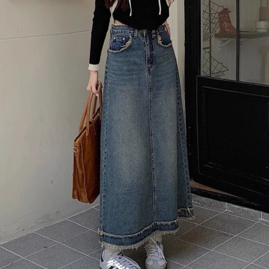 Váy denim nữ retro thu đông ôm body chữ A, edgesraw cao cấp - Giảm giá 247.915đ