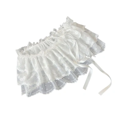 Váy nữ ren ruffle hoa, dây co giãn, phong cách balletcore, phù hợp mặc hàng ngày mùa hè