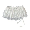 Váy nữ ren ruffle hoa, dây co giãn, phong cách balletcore, phù hợp mặc hàng ngày mùa hè 10