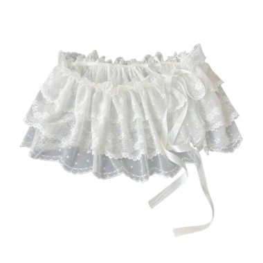 Váy nữ ren ruffle hoa, dây co giãn, phong cách balletcore, phù hợp mặc hàng ngày mùa hè