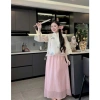 Váy nữ siêu xinh MINIMA áo tơ thêu tay bướm, nút chéo, chân váy dài đi du xuân - 225.005₫ 4