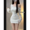 Váy treo skinny ngọt cay nữ dài tay túi xếp ly, thon gọn, phù hợp váy rỗng