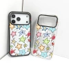 Vỏ sạc từ tính không dây Tương thích cho IPhone 14 13 15 16 17 ProMax Ốp lưng ngôi sao năm cánh đầy màu sắc Graffiti 14 PLUS 17Air Vỏ Acrylic trong suốt Hộp cản trước chống sốc cứng