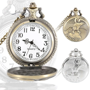 Vòng cổ đồng hồ bỏ túi Vintage Chim ưng cánh Quartz Quà tặng sang trọng