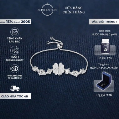 Vòng Tay Bạc Asimi Lắc Tay Rút Cỏ 4 Lá S925 Nữ Sang Trọng Giá Rẻ 489k Vòng Tay Bạc Asimi Lắc Tay Rút Cỏ 4 Lá S925 Nữ Sang Trọng Giá Rẻ 489k