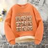 W.G.Q Áo Sweater Bé Trai , Áo Mùa Thu Đông Lớp Lót Lông Cừu Dày Ấm Áp Thoải Mái Với In capybara