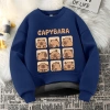 W.G.Q Áo Sweater Bé Trai , Áo Mùa Thu Đông Lớp Lót Lông Cừu Dày Ấm Áp Thoải Mái Với In capybara 3