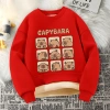 W.G.Q Áo Sweater Bé Trai , Áo Mùa Thu Đông Lớp Lót Lông Cừu Dày Ấm Áp Thoải Mái Với In capybara 6