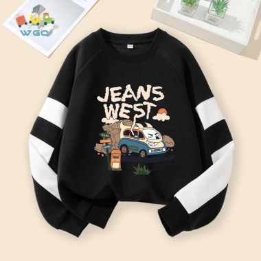 W.G.Q Áo Sweater bé trai, mùa xuân thu phong cách mỏng có họa tiết in, thoáng khí thoải mái Thích hợp cho trang phục thể thao ngoài trời