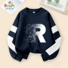 W.G.Q Áo Sweater bé trai, mùa xuân thu phong cách mỏng có họa tiết in, thoáng khí thoải mái Thích hợp cho trang phục thể thao ngoài trời 3