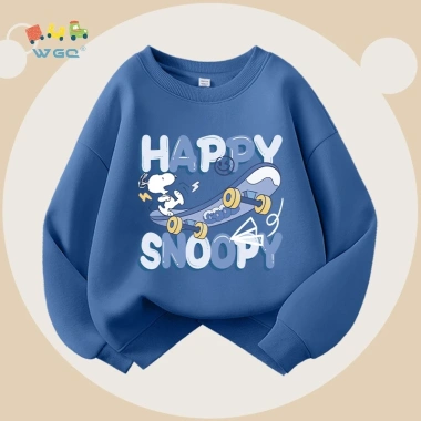 W.G.Q Áo Sweater bé trai, phong cách mùa xuân thu in hợp thời trang, vải mềm mại thoải mái, thích hợp cho trang phục thể thao ngoài trời