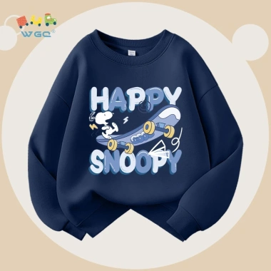 W.G.Q Áo Sweater bé trai, phong cách mùa xuân thu in hợp thời trang, vải mềm mại thoải mái, thích hợp cho trang phục thể thao ngoài trời