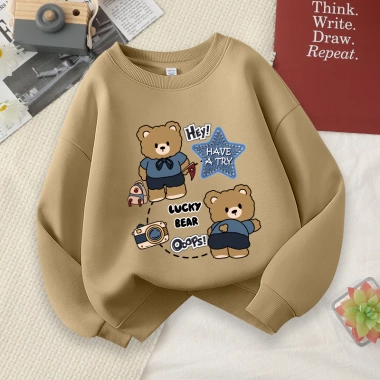 W.G.Q Áo Sweater bé trai, vải mềm thoải mái in hợp thời trang, thích hợp cho trang phục thể thao ngoài trời 3