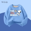 W.G.Q Áo Sweater lông cừu bé trai / bé gái , Lớp lót lông cừu phong cách thu đông dày dặn, màu trơn với họa tiết Snoopy 2