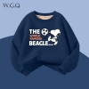 W.G.Q Áo Sweater lông cừu bé trai / bé gái , Lớp lót lông cừu phong cách thu đông dày dặn, màu trơn với họa tiết Snoopy 6