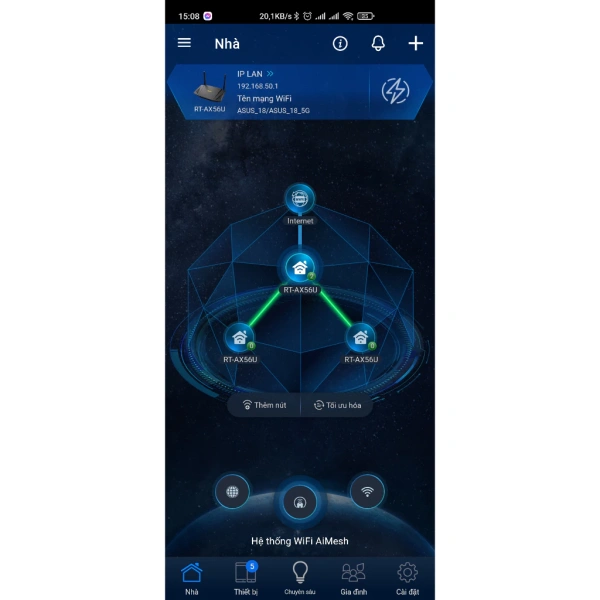 Trải nghiệm mạng lưới Mesh AiMesh giữa ASUS RT‑AX56U và các thiết bị ASUS khác