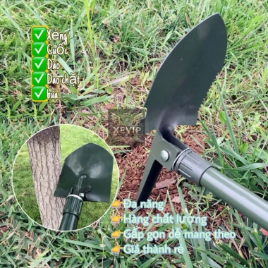 Xẻng Công Binh Gấp 5in1 Đa Năng - Cuốc Dã Ngoại Cắm Trại Tiện Lợi Giá Rẻ