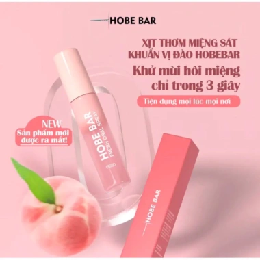 Xịt thơm miệng sát khuẩn vị đào Hobebar 20ml khử mùi hôi miệng chỉ trong 3s tiện dụng mọi lúc mọi nơi giúp bạn tự tin 1 Xịt thơm miệng sát khuẩn vị đào Hobebar 20ml khử mùi hôi miệng chỉ trong 3s tiện dụng mọi lúc mọi nơi giúp bạn tự tin 1