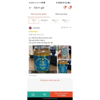 Yến sào B'nest Khánh Hòa thượng hạng giảm 25% còn 34.000đ - Tổ yến cao cấp chất lượng tốt.