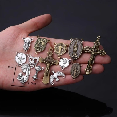 10 Gói Đầu Nối Kinh Mân Côi Đồng - Công Giáo DIY Vòng Cổ Chúa Giêsu & Mẹ Maria