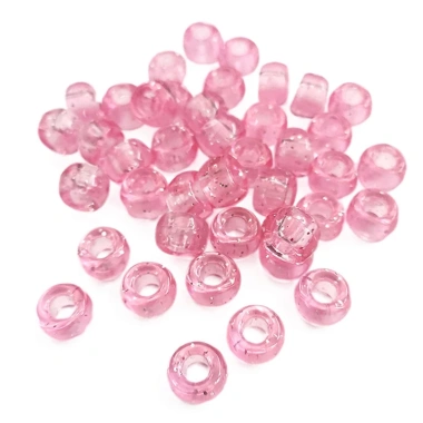 100 hạt acrylic trong suốt 6×9mm lỗ lớn 3,88mm, màu lấp lánh, phụ kiện DIY