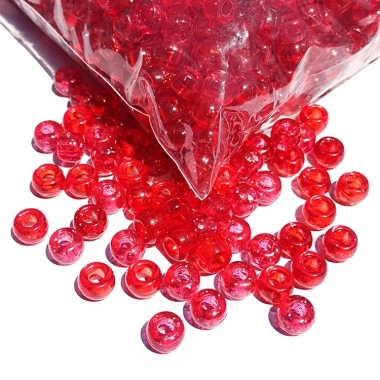 100 hạt acrylic trong suốt 6×9mm lỗ lớn 3,88mm, màu lấp lánh, phụ kiện DIY