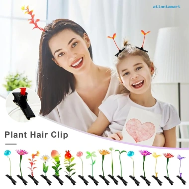 100 kẹp tóc cây nhân tạo hoa cỏ nấm mỏ vịt – chụp ảnh, quà Giáng Sinh cho bé gái