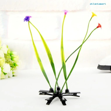 100 kẹp tóc cây nhân tạo hoa cỏ nấm mỏ vịt – chụp ảnh, quà Giáng Sinh cho bé gái