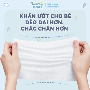 5 bịch 40 gói Tushie Treats Khăn ướt mini không mùi, không hóa chất - 8 rút/gói, giảm giá 113.000 VND