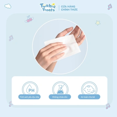 5 bịch 40 gói Tushie Treats Khăn ướt mini không mùi, không hóa chất - 8 rút/gói, giảm giá 113.000 VND