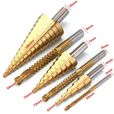 6 Mũi Khoan Tháp HSS Phủ Titan Đa Năng, Mở Lỗ Kim Loại Dễ Dàng, Giá Tiết Kiệm