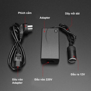 Adapter AC 220V sang DC 12V 60-120W cho Máy Bơm và Hút Bụi Ô Tô Xe Hơi - Giá 142k 6
