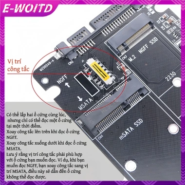 Adapter E-woitd NGFF sang SATA 3 - Vỏ MSATA SSD/HDD M.2, Giá chỉ 88.400 VND