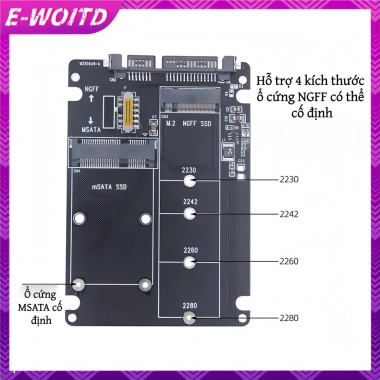 Adapter E-woitd NGFF sang SATA 3 - Vỏ MSATA SSD/HDD M.2, Giá chỉ 88.400 VND