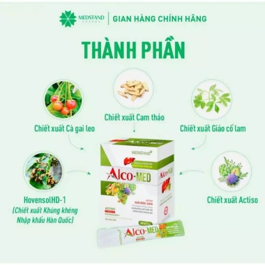 Alco-Med Hỗ Trợ Giải Rượu 20 Gói - Giải Độc Gan, Giảm Đau Đầu, Mệt Mỏi, Buồn Nôn - Chỉ 200k (Giá Gốc 256k)