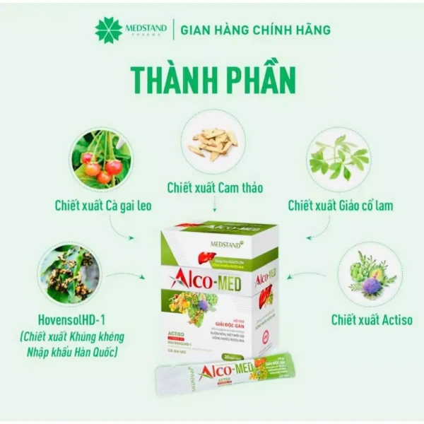 Hình ảnh sản phẩm Alco-Med Hỗ Trợ Giải Rượu 20 Gói - Giải Độc Gan, Giảm Đau Đầu, Mệt Mỏi, Buồn Nôn - Chỉ 200k (Giá Gốc 256k)