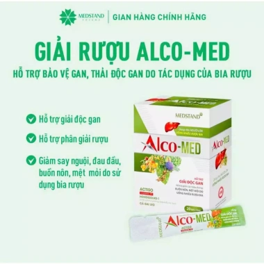 Alco-Med Hỗ Trợ Giải Rượu 20 Gói - Giải Độc Gan, Giảm Đau Đầu, Mệt Mỏi, Buồn Nôn - Chỉ 200k (Giá Gốc 256k)