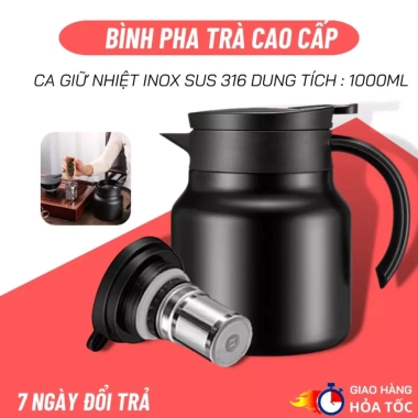 Ấm Pha Trà 1.000ml Inox Cao Cấp, Lõi Lọc, Giữ Nhiệt 24h, Nóng Lạnh Liên Tục - Giá 99.000₫