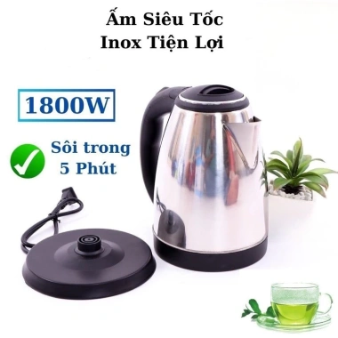 Ấm Siêu Tốc Đun Nước 1.8L Inox An Toàn - Siêu Nhanh, Giá 99k Giảm Giá