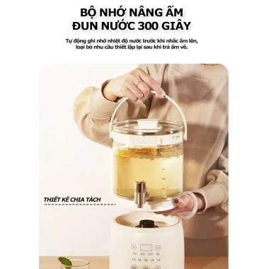 Ấm thủy tinh thông minh EXYT 3L giữ nhiệt 24h 9 chức năng tặng rây lọc inox cao cấp