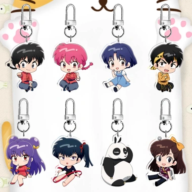 Anime Ranma 2/1 Nibun no Ichi Figures Ranma Tendou Akane Acrylic Key Chains Q Version Cute Cartoon Bag Accessories Fans