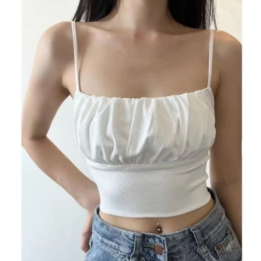 Áo 2 dây Craptop nhún ngực 2 lớp, vải gân tăm lụa cao cấp, Big size, tặng dây chuyền khi mua 2sp chỉ 25.460₫