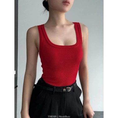 Áo 2 dây thời trang phom dài vải gân tăm - tặng dây chuyền, chỉ 18.000₫, mùa hè 8