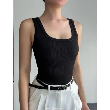 Áo 2 dây thời trang phom dài vải gân tăm - tặng dây chuyền, chỉ 18.000₫, mùa hè 9