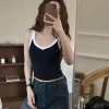Áo 2 dây tim viền phối màu cá tính, vải tăm lụa cao cấp, thiết kế độc đáo thời trang mùa hè, phù hợp mọi dịp - Giá chỉ 85.800 VND 9